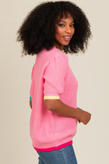 Pink Contrast Band Sweater