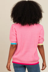 Pink Contrast Band Sweater