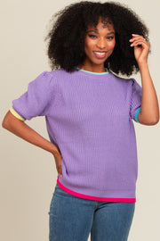 Lavender Contrast Band Sweater