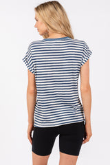 Blue Mixed Stripe Henley Tee