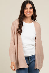 Cream Knit Open Front Cardigan