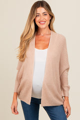 Cream Knit Open Front Maternity Cardigan