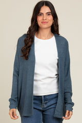 Dark Teal Knit Open Front Cardigan