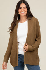 Olive Knit Open Front Maternity Cardigan