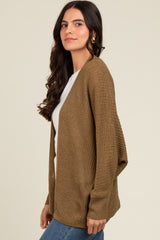 Olive Knit Open Front Cardigan