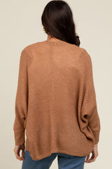 Camel Knit Open Front Cardigan