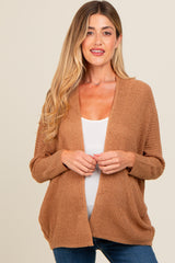 Camel Knit Open Front Maternity Cardigan