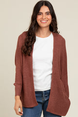 Rust Knit Open Front Maternity Cardigan