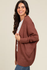 Rust Knit Open Front Cardigan