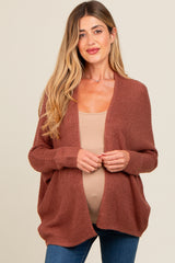 Rust Knit Open Front Maternity Cardigan