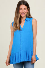 Blue Collared Maternity Tank