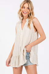 Cream Collared Maternity Tank