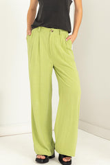 Pale Olive Relax Fit High Waisted Trousers