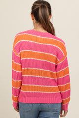 Pink Multi-Striped Maternity Sweater