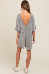 Charcoal Ribbed V-Back Romper