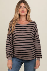 Mocha Striped Maternity Sweater