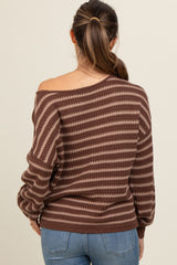 Brown Striped Maternity Sweater