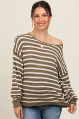 Olive Striped Maternity Sweater