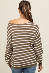 Olive Striped Maternity Sweater