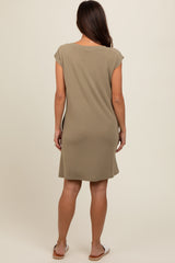 Olive Basic Sleeveless Maternity Dress