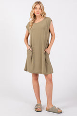 Olive Basic Sleeveless Maternity Dress