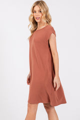 Rust Basic Sleeveless Dress