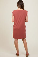 Rust Basic Sleeveless Maternity Dress