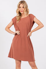 Rust Basic Sleeveless Maternity Dress