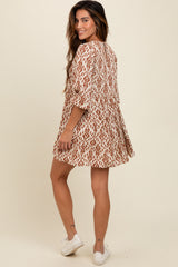 Cream Printed Mini Dress