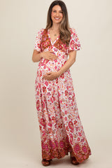 Ivory Mixed Floral Maternity Maxi Dress