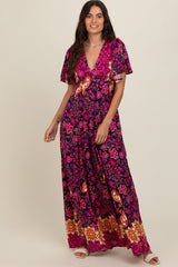 Navy Blue Mixed Floral Maxi Dress