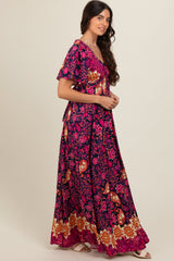 Navy Blue Mixed Floral Maxi Dress