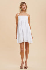 White Eyelet Lace Babydoll Mini Dress