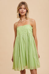 Lime Eyelet Lace Babydoll Maternity Mini Dress