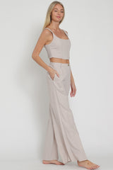 Sand Grey Sleeveless Corset Top & Pants Set