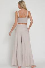 Sand Grey Sleeveless Corset Top & Pants Set