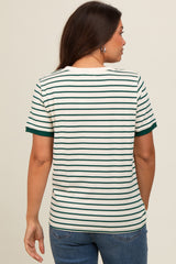 Deep Teal Striped Maternity Short Sleeve Top