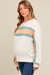 Cream Colorblock Maternity Pullover Top