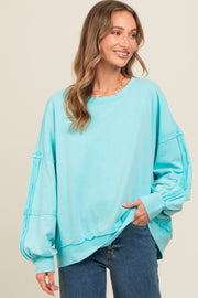 Aqua Raw Hem Detail Pullover Top