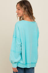 Aqua Raw Hem Detail Pullover Top