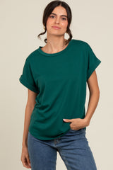 Hunter Green Cuff Sleeve Maternity Top