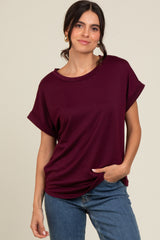 Plum Cuff Sleeve Top