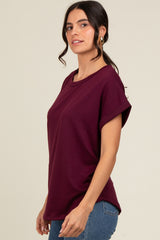 Plum Cuff Sleeve Top