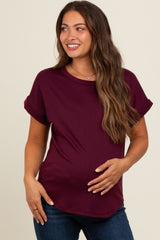 Plum Cuff Sleeve Maternity Top