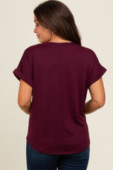 Plum Cuff Sleeve Maternity Top