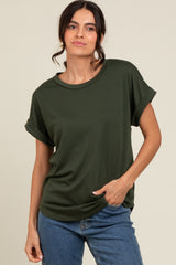 Olive Cuff Sleeve Top