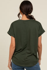 Olive Cuff Sleeve Top