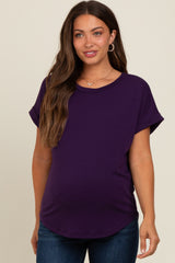 Purple Cuff Sleeve Maternity Top