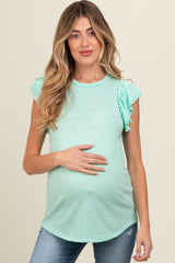 Mint Double Ruffle Sleeve Maternity Top