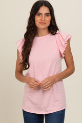 Peach Double Ruffle Sleeve Top